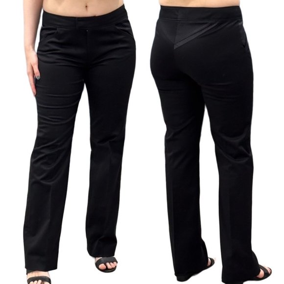 Mieka Mid-Rise Straight Leg Satin Waist Detail Trouser Pants in Black Size 10 - Picture 1 of 16